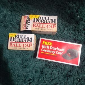 Vintage Bull Durham Hat Bundle of 3 Caps w/ Promo Boxes Tobacco Era